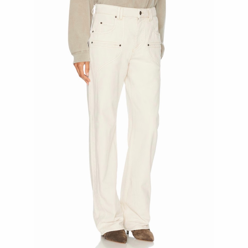 NWT ISABEL MARANT Beryl Straight Leg Jeans in Ecru - Picture 2 of 12